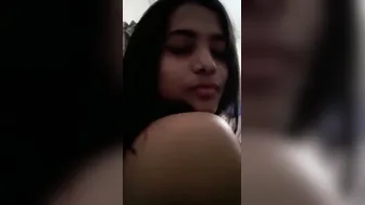 Bangladeshi Babe Squeezing Her Boobs Making Private Selfie