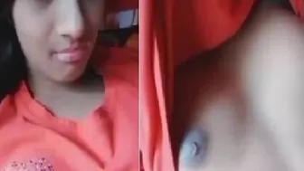 Petite Desi Babe Filming Herself Topless In Her Bedroom Alone