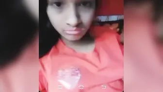 Petite Desi Babe Filming Herself Topless In Her Bedroom Alone