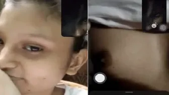 My GF Flashing Her Perky Tits During Our Video Call Session