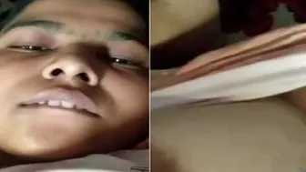 Married Slut Showing Off Her Huge Melons During Video Sex Call