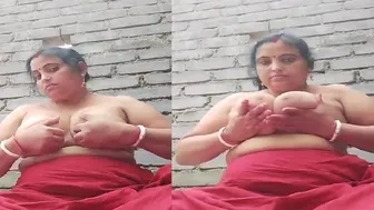 Curvy Bhabhi Flashing Her Huge Tits Outdoors In Village Area