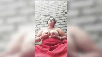 Curvy Bhabhi Flashing Her Huge Tits Outdoors In Village Area