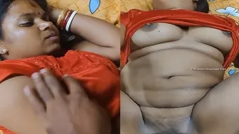 Married Woman In Satin Nighty Revealing Her Milky Breasts