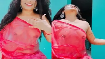 Sexy Married Woman In See Through Saree Exposing Her Bare Tits
