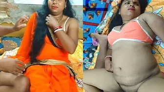 Curvy Wife In Orange Saree Getting Fucked Hard Indian Style