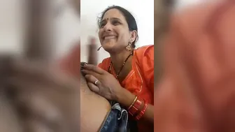 Bhabhi In Orange Nighty Giving Head To Her Man Tonight