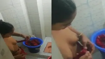 Young Wife Showing Her Boobs Before Taking A Bath Today