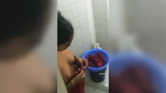 Young Wife Showing Her Boobs Before Taking A Bath Today