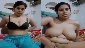 Horny Desi Girl With Huge Tits Fingering Herself At Home