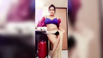 Indian Wife Slowly Removing Her Saree Revealing Nude Body