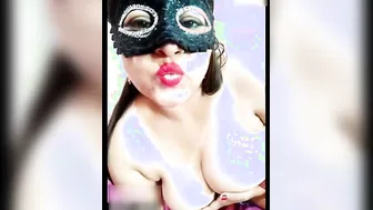 Naughty Bhabhi Wearing Mask Using Dildo Then Pissing On Floor