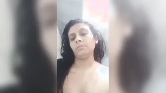 Mature Aunty Taking Topless Selfies In Bathroom Mirror Alone