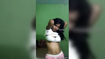 Gorgeous Girl Stripping Naked Showing Off Her Big Tits On Camera