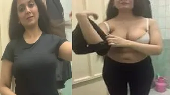 Horny Wife Stripping Naked Revealing Her Massive Boobs In Mms