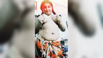 Chubby Wife Removing Saree Revealing Her Enormous Natural Boobs