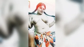 Chubby Wife Removing Saree Revealing Her Enormous Natural Boobs