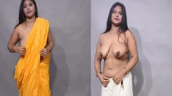 Bengali Babe Removing Saree Showing Off Her Big Natural Tits