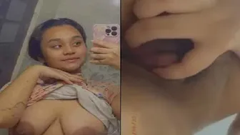 Chubby Babe Showing Off Her Heavy Hanging Boobs In Private Selfie