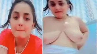 Curvy Babe In Orange Top Slowly Stripping Naked For Her Man Solo