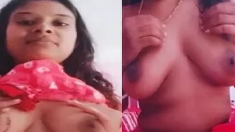 GF Pulling Her Big Boobs Out From Tight Dress At Home