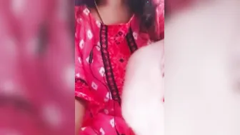 GF Pulling Her Big Boobs Out From Tight Dress At Home