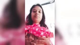 GF Pulling Her Big Boobs Out From Tight Dress At Home