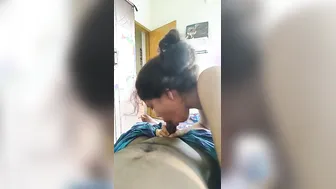 Horny Wife Giving Her Husband A Naked Blowjob At Home Tonight