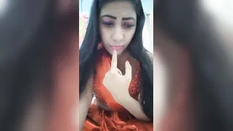 Cam Girl Stripping Out Of Saree And Blouse For Online Show