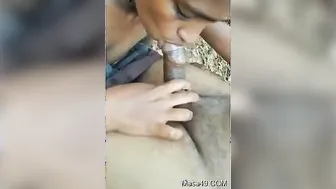 Desi Girl Sucking Cock Outside While Flashing Her Boobs