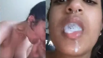 Desi GF Deepthroating And Swallowing His Load At Home