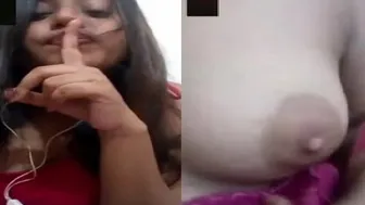 College Babe Flashing Her Tits To Boyfriend On Late Night Call