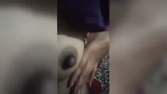 Horny Girl Showing Tits And Licking Nipples On Selfie Cam