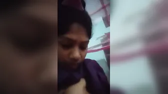 Horny Girl Showing Tits And Licking Nipples On Selfie Cam