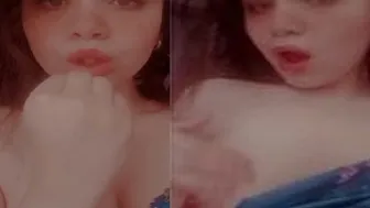 Horny Desi Babe Licking Her Own Nipples Showing Tits At Home