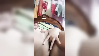 Girl With Glasses Fingering Her Tight Pink Pussy At Home