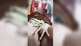 Girl With Glasses Fingering Her Tight Pink Pussy At Home
