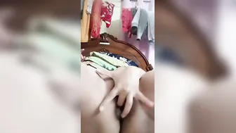 Girl With Glasses Fingering Her Tight Pink Pussy At Home