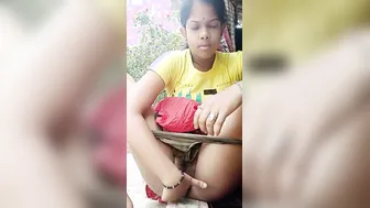 Young Girl Fingering Her Hairy Pussy Naked On Her Bed