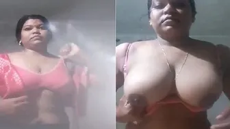 Married Woman Stripping Her Blouse Revealing Huge Tits