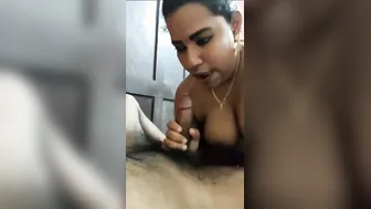 Desi Wife Showing Her Huge Tits While Sucking Him Off At Home