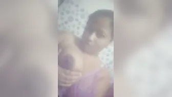 Busty Married Babe Flashing Her Big Round Tits On Webcam