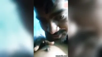 Wife Feeding Her Swollen Nipples To Hubby In Intimate Moment