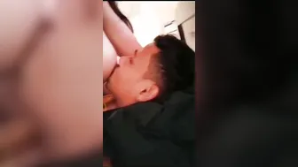 Horny Husband Pressing And Sucking His Wife's Tits At Home