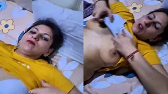 Hairy Mature Aunty Lying Naked Recording Herself At Home