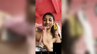 After Shower Babe Flashing Boobs To Lover On Video Call