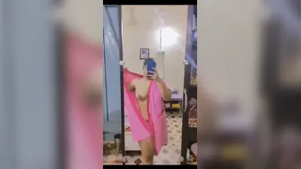 Busty Milf Standing Naked Before Mirror Recording Body For Lover