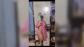 Busty Milf Standing Naked Before Mirror Recording Body For Lover