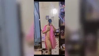Busty Milf Standing Naked Before Mirror Recording Body For Lover