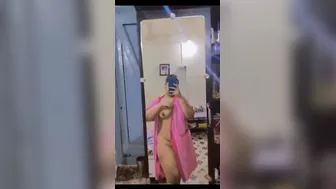 Busty Milf Standing Naked Before Mirror Recording Body For Lover
